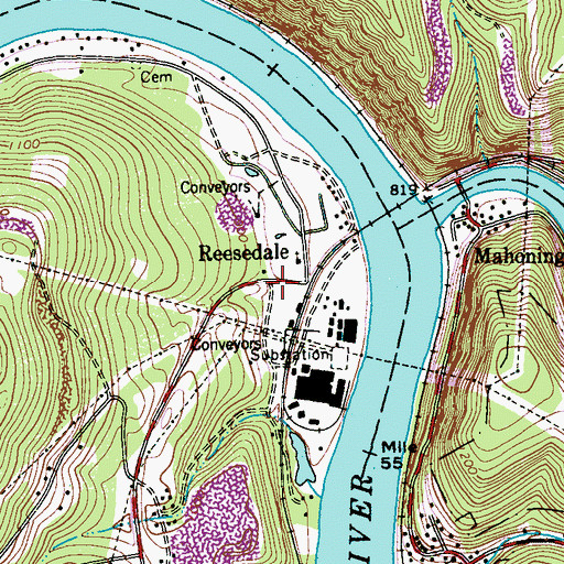 Topographic Map of Reesedale, PA