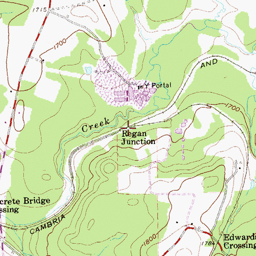 Topographic Map of Regan Junction, PA