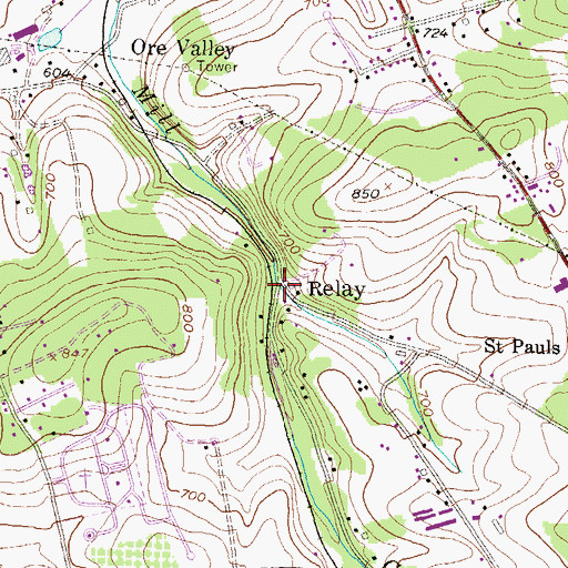 Topographic Map of Relay, PA