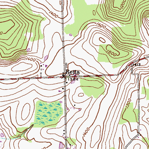Topographic Map of Retta, PA