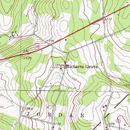 Topographic Map of Richarts Grove, PA