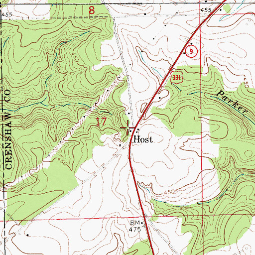 Topographic Map of Host, AL