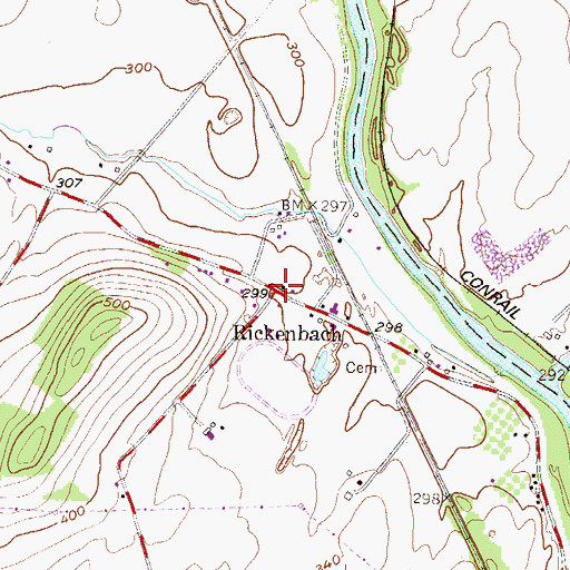 Topographic Map of Rickenbach, PA