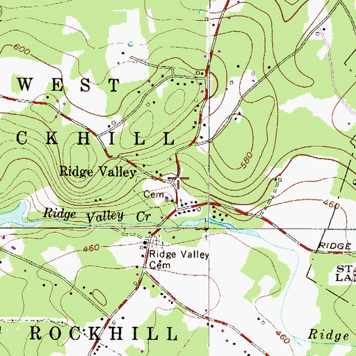 Topographic Map of Ridge Valley, PA