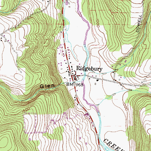 Topographic Map of Ridgebury, PA