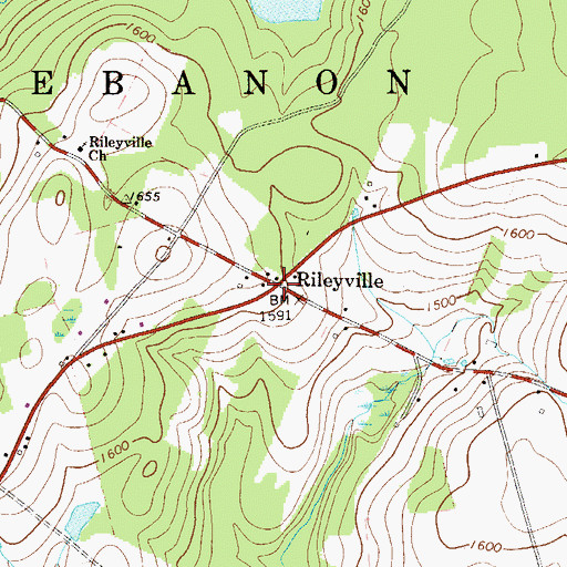 Topographic Map of Rileyville, PA