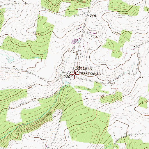 Topographic Map of Ritters Crossroads, PA