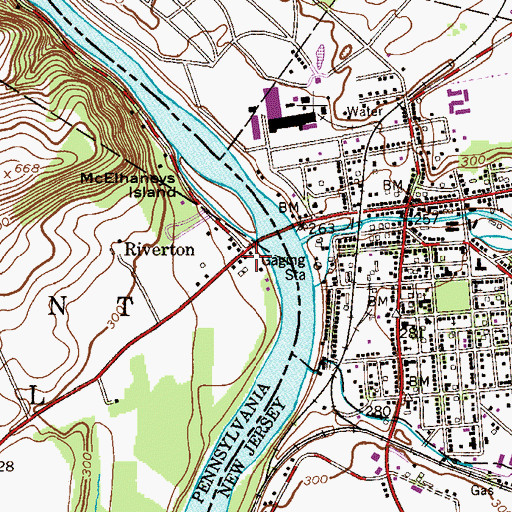 Topographic Map of Riverton, PA