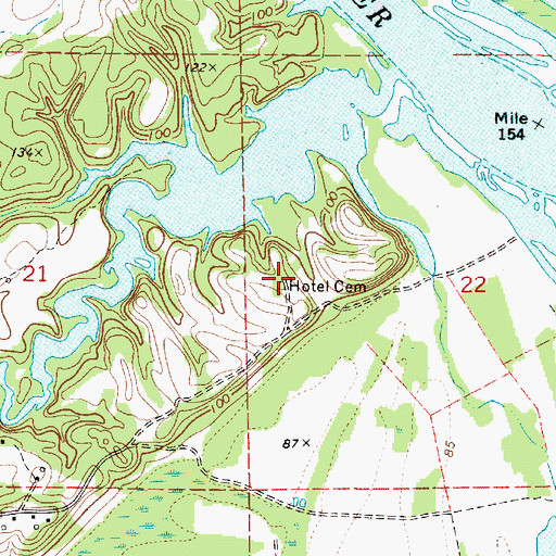 Topographic Map of Hotel Cemetery, AL