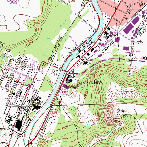 Topographic Map of Riverview, PA