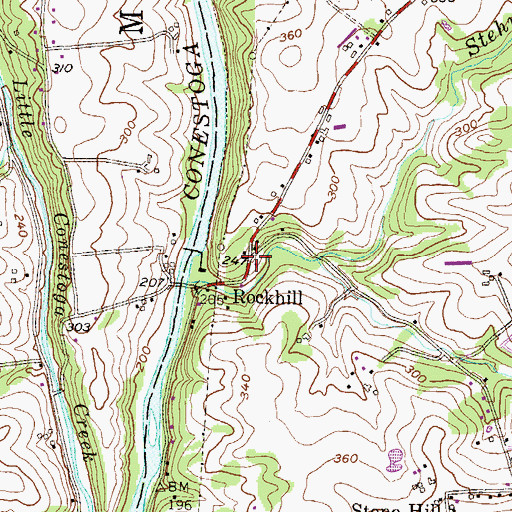 Topographic Map of Rockhill, PA