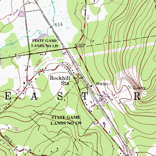 Topographic Map of Rockhill Station, PA