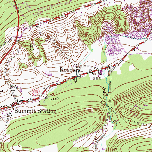 Topographic Map of Roeders, PA
