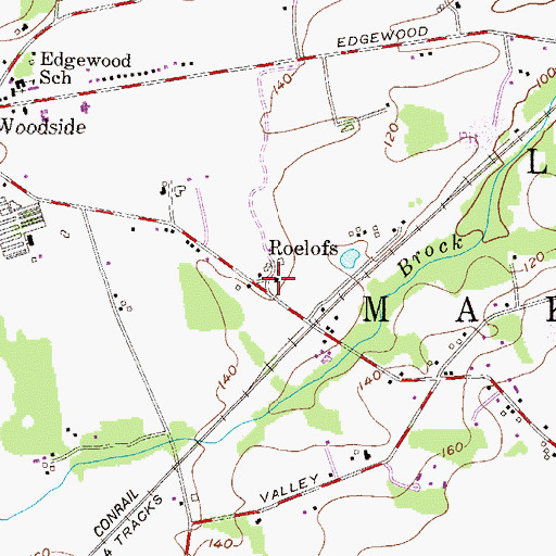 Topographic Map of Roelofs, PA