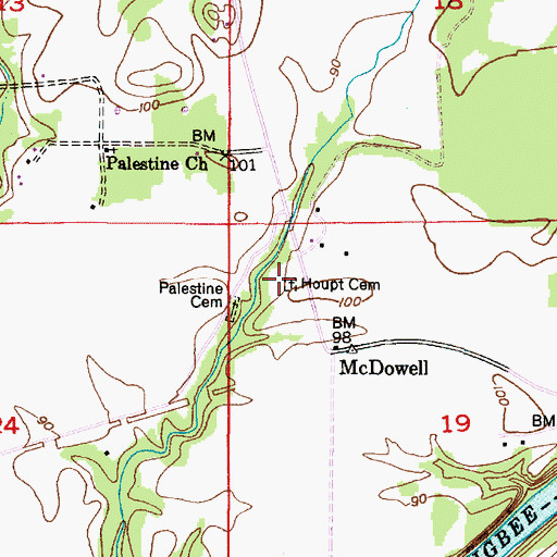 Topographic Map of Houpt Cemetery, AL