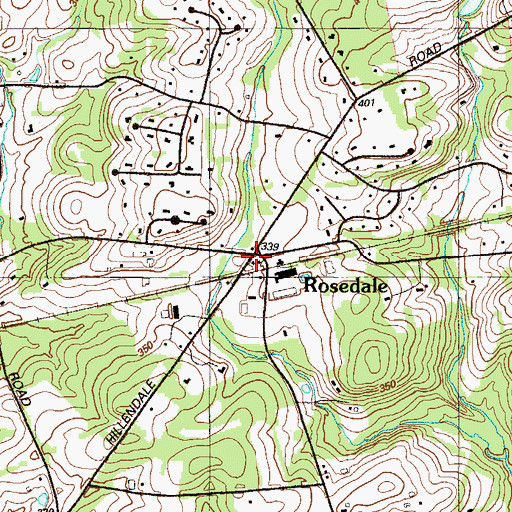 Topographic Map of Rosedale, PA