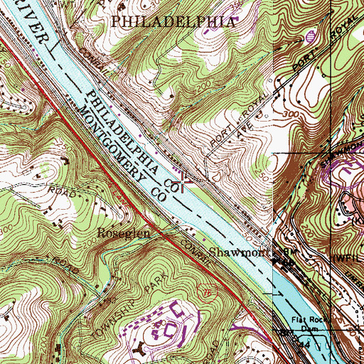 Topographic Map of Roseglen, PA