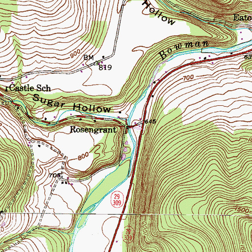 Topographic Map of Rosengrant, PA