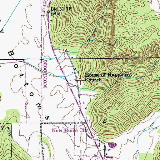 Topographic Map of House of Happiness Church, AL