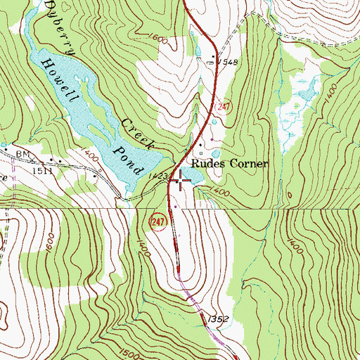 Topographic Map of Rudes Corner, PA