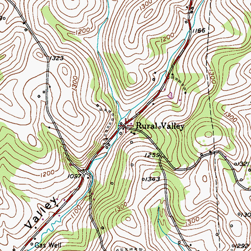 Topographic Map of Rural Valley, PA