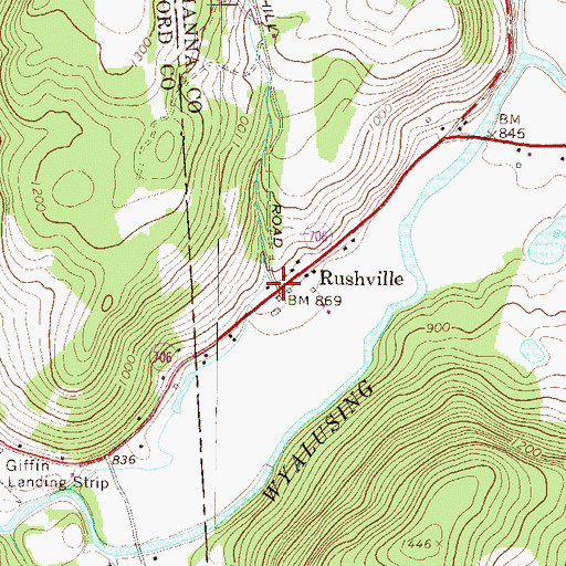Topographic Map of Rushville, PA