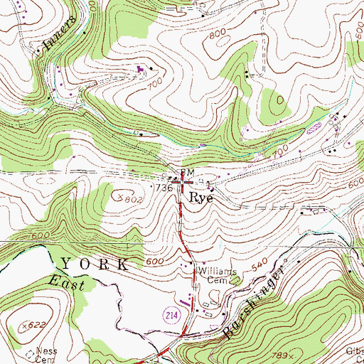 Topographic Map of Rye, PA