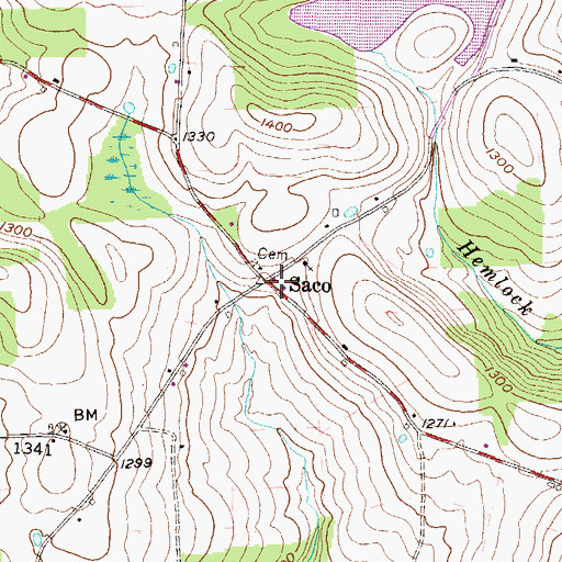 Topographic Map of Saco, PA