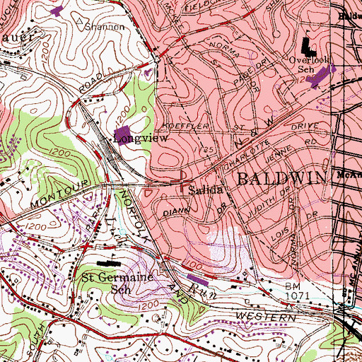 Topographic Map of Salida, PA
