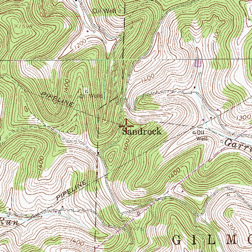 Topographic Map of Sandrock, PA