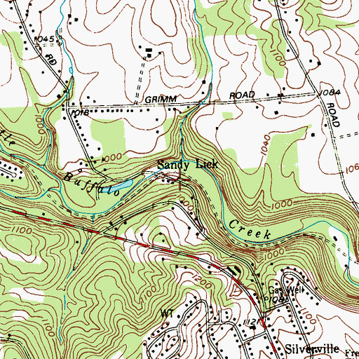 Topographic Map of Sandy Lick, PA
