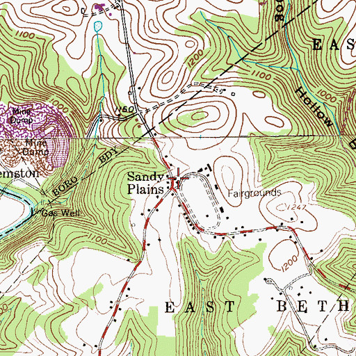 Topographic Map of Sandy Plains, PA