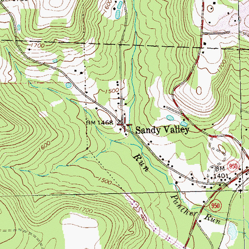 Topographic Map of Sandy Valley, PA