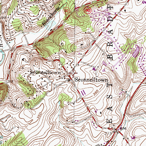Topographic Map of Sconnelltown, PA