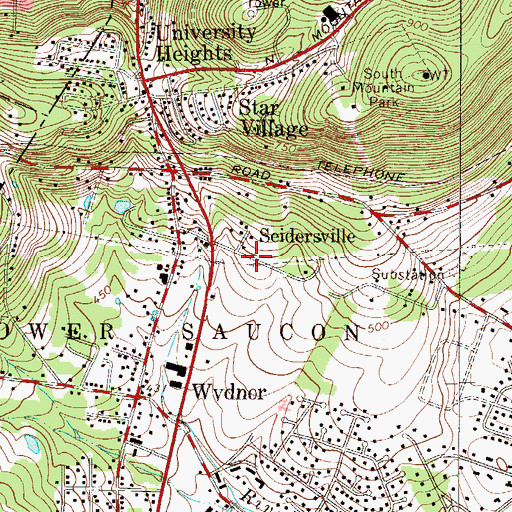 Topographic Map of Seidersville, PA