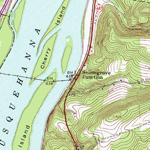 Topographic Map of Selinsgrove Junction, PA