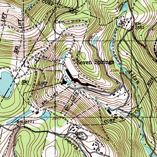 Topographic Map of Seven Springs, PA