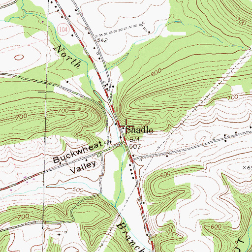 Topographic Map of Shadle, PA