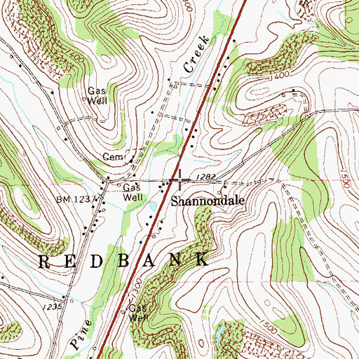 Topographic Map of Shannondale, PA