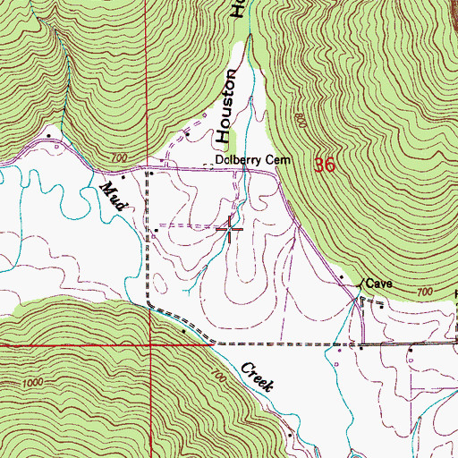 Topographic Map of Houston Hollow, AL