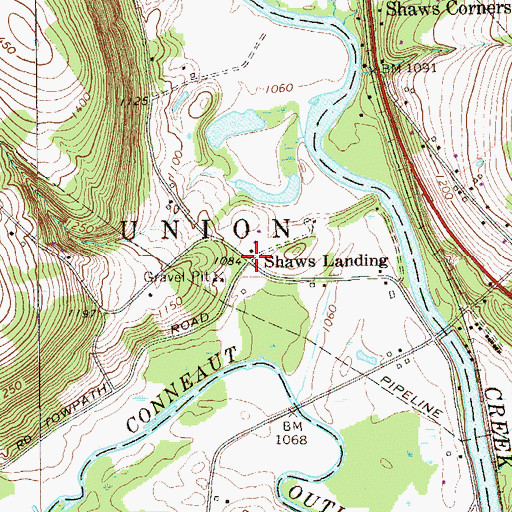 Topographic Map of Shaws Landing, PA