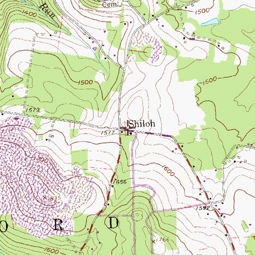 Topographic Map of Shiloh, PA