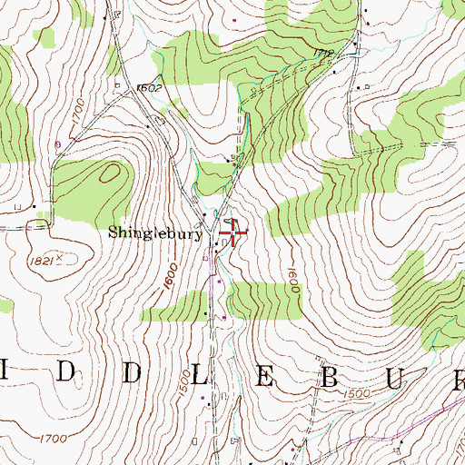Topographic Map of Shinglebury, PA