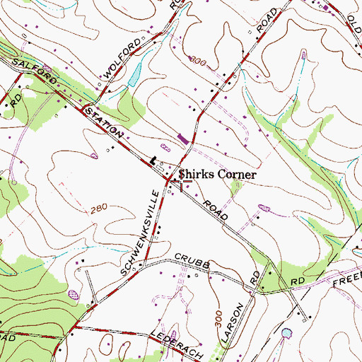 Topographic Map of Shirks Corner, PA