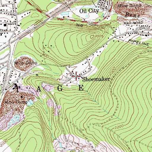 Topographic Map of Shoemaker, PA