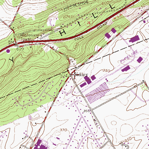 Topographic Map of Sidley, PA