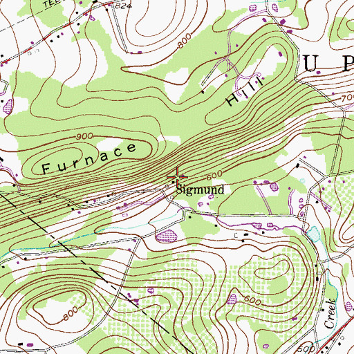 Topographic Map of Sigmund, PA