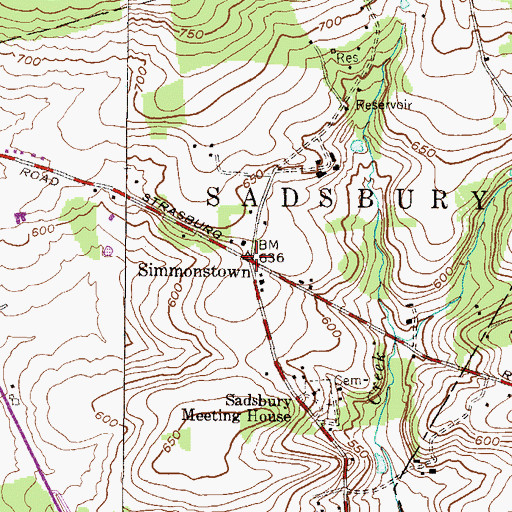 Topographic Map of Simmonstown, PA