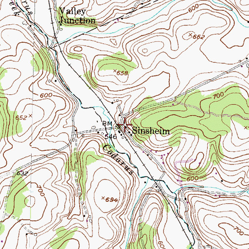 Topographic Map of Sinsheim, PA