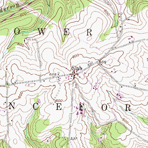 Topographic Map of Slab, PA